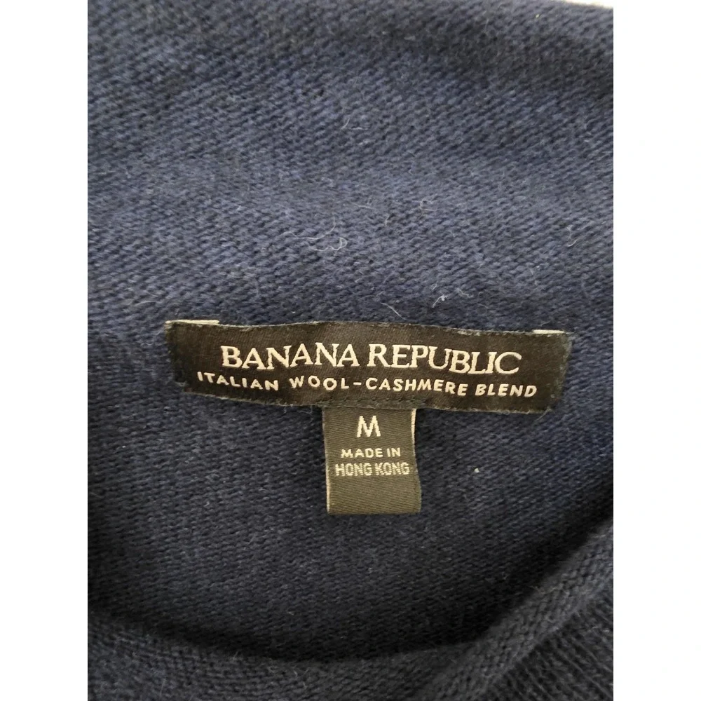 Banana Republic M Crew Neck Sweater Navy Solid Wool Cashmere Blend Pullover